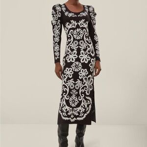 NWT FARM RIO Black and White Floral Dress